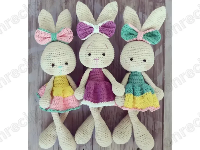 Amigurumi bunny crochet pattern with shaped ears