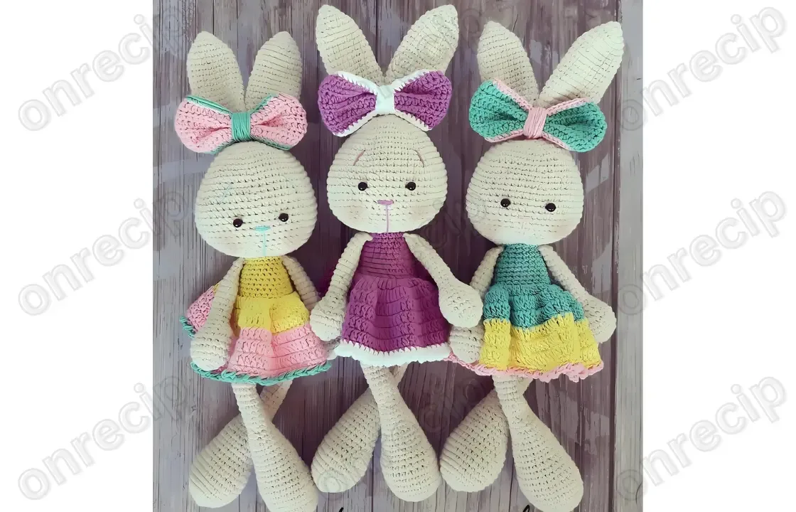 Amigurumi bunny crochet pattern with shaped ears