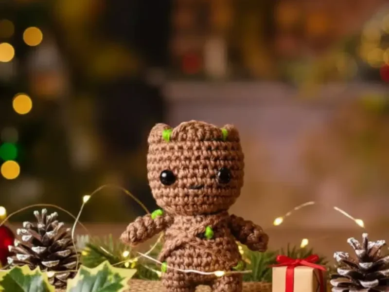 Baby Groot amigurumi keychain crochet pattern