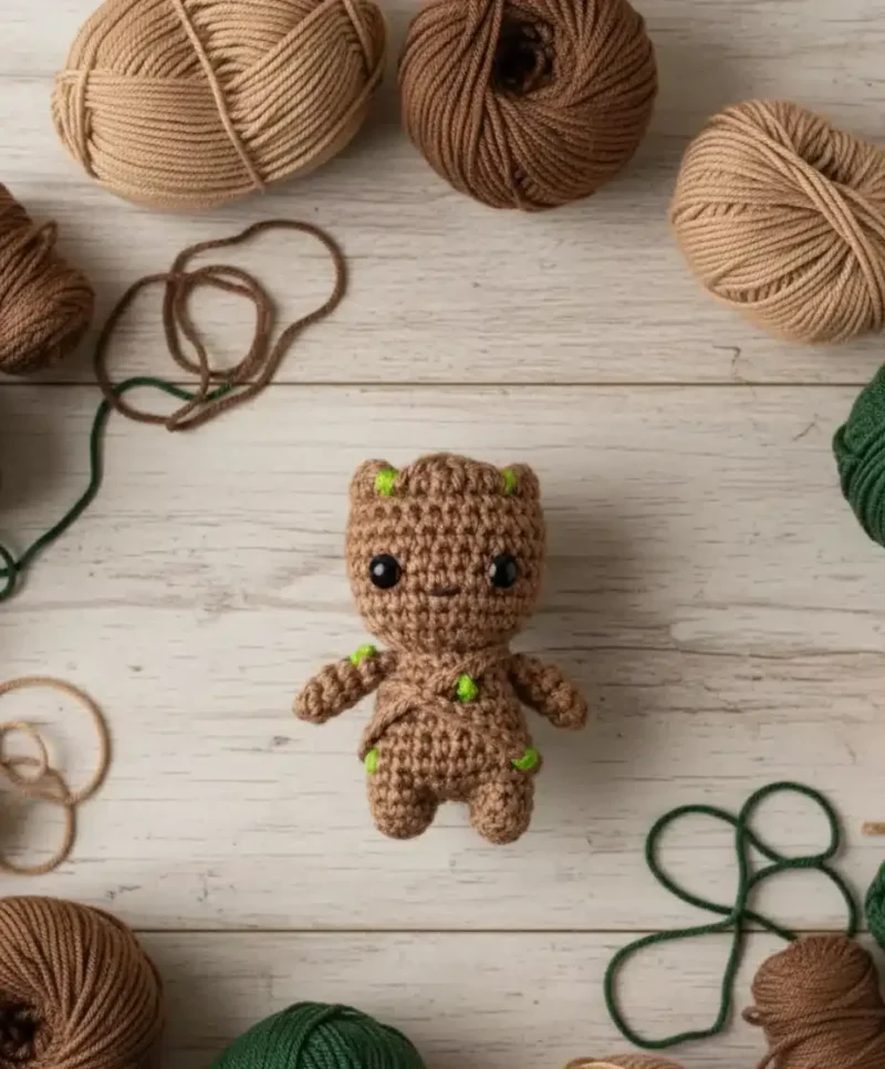 Baby Groot amigurumi keychain crochet pattern — photo 2