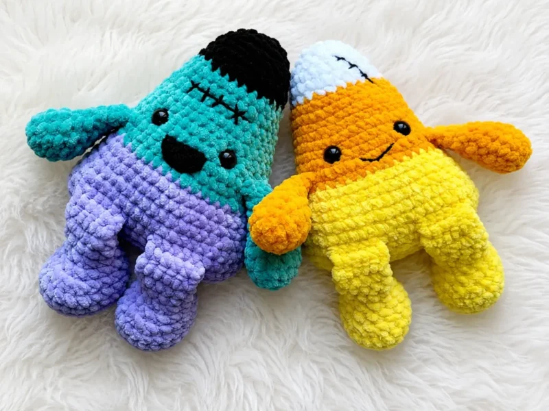 Crochet a candy corn amigurumi with legs and arms