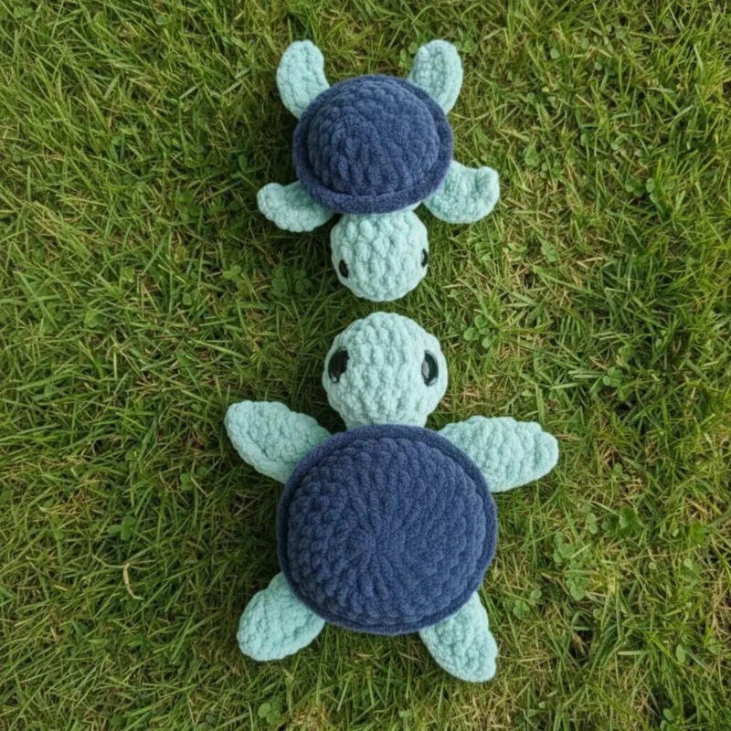 Crochet baby turtle plush pattern with fins and shell — photo 2