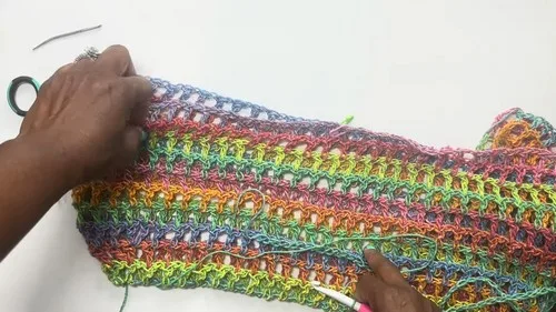Crochet durag head wrap with mesh ties — photo 2