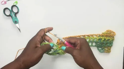 Crochet durag head wrap with mesh ties — photo 3