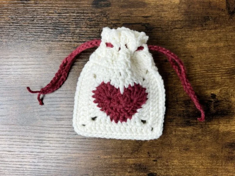 Crochet heart drawstring pouch pattern