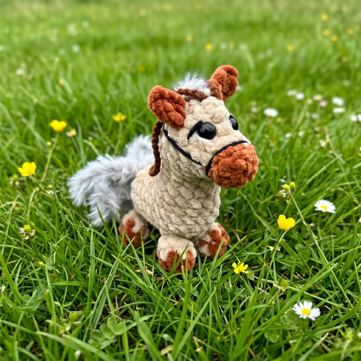 Crochet horse keychain amigurumi pattern with ornament loop