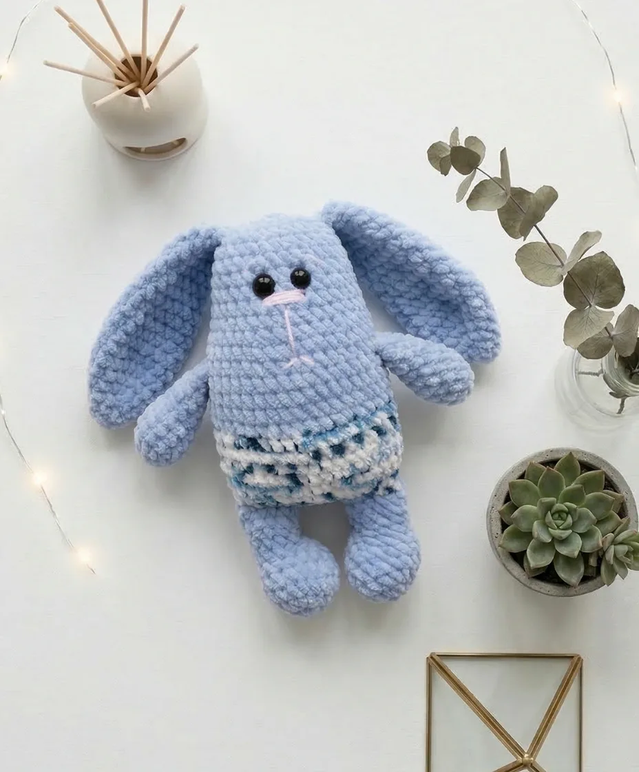 Plush bunny amigurumi: a soft mini-pillow crochet friend