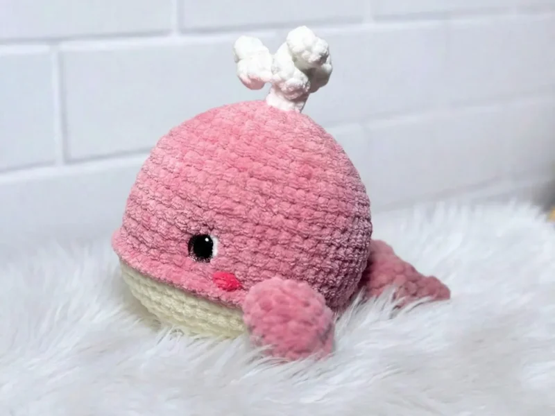 Plush whale amigurumi pattern for a soft baby gift
