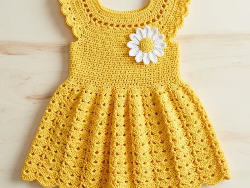 Sunny shell stitch baby dress crochet pattern