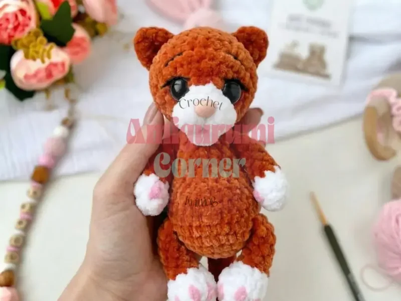 Amigurumi cat crochet pattern with eye indentation technique