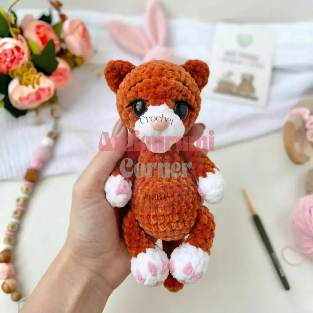 Amigurumi cat crochet pattern with eye indentation technique