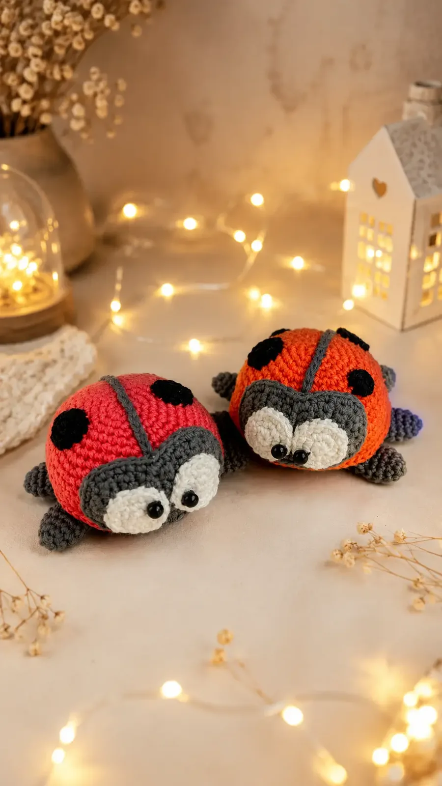 Crochet a round ladybug amigurumi with paws