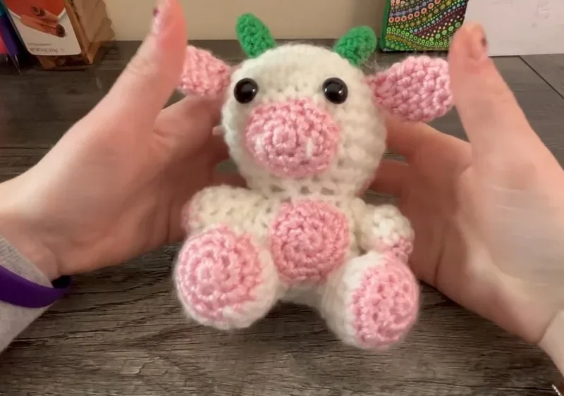 Crochet strawberry cow amigurumi step by step