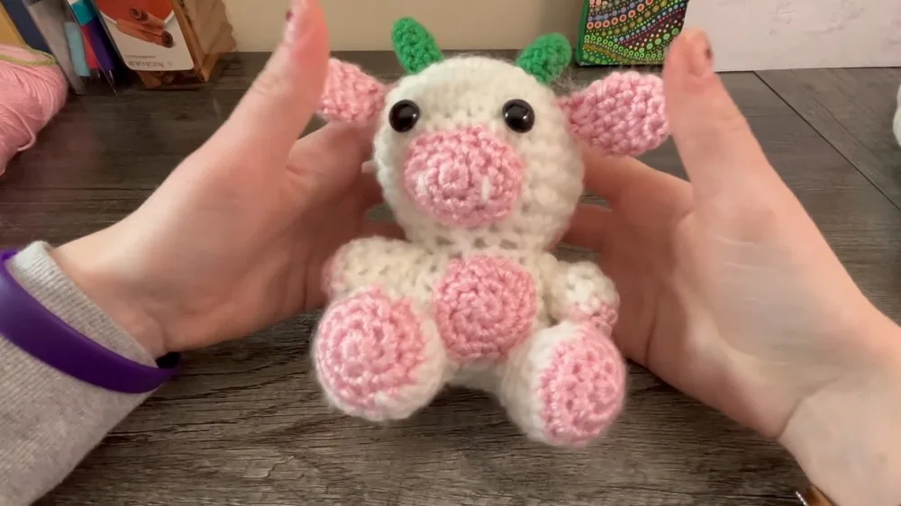 Crochet strawberry cow amigurumi step by step