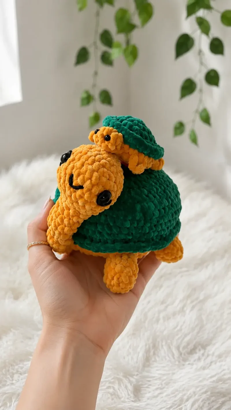 Crochet turtle memory game with a lift-off shell — photo 2
