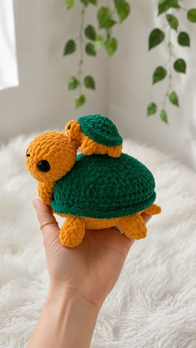 Crochet turtle memory game with a lift-off shell — photo 3