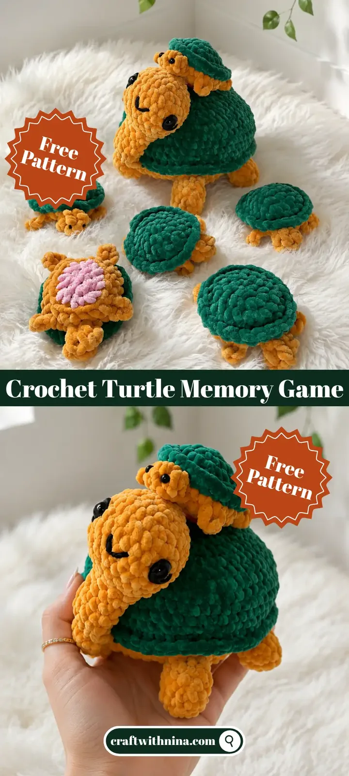 Crochet turtle memory game with a lift-off shell — photo 4
