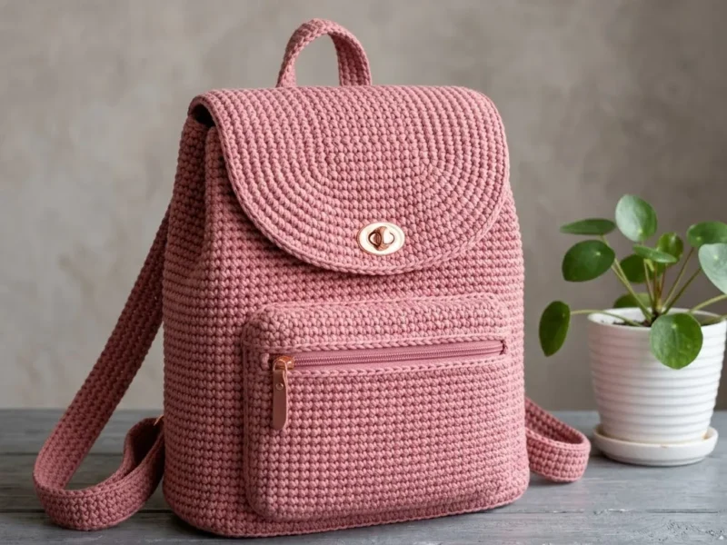 Dusty Rose Crochet Backpack Pattern With Flap And Straps