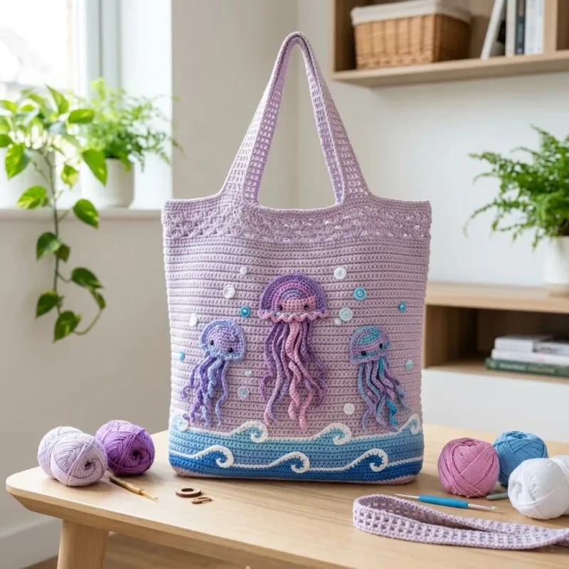 Ocean jellyfish crochet market bag pattern — photo 2