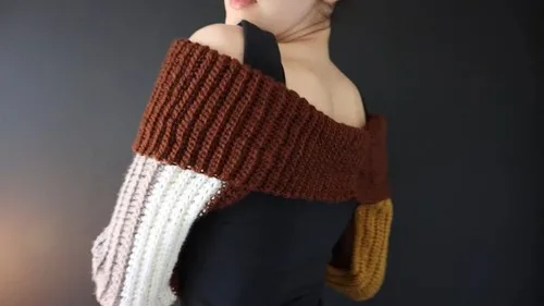 Off-the-shoulder bolero crochet pattern with split-stitch sleeves — photo 4