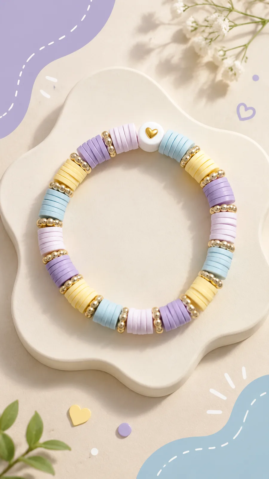 Pastel beaded crochet bracelet pattern with raised bead sections