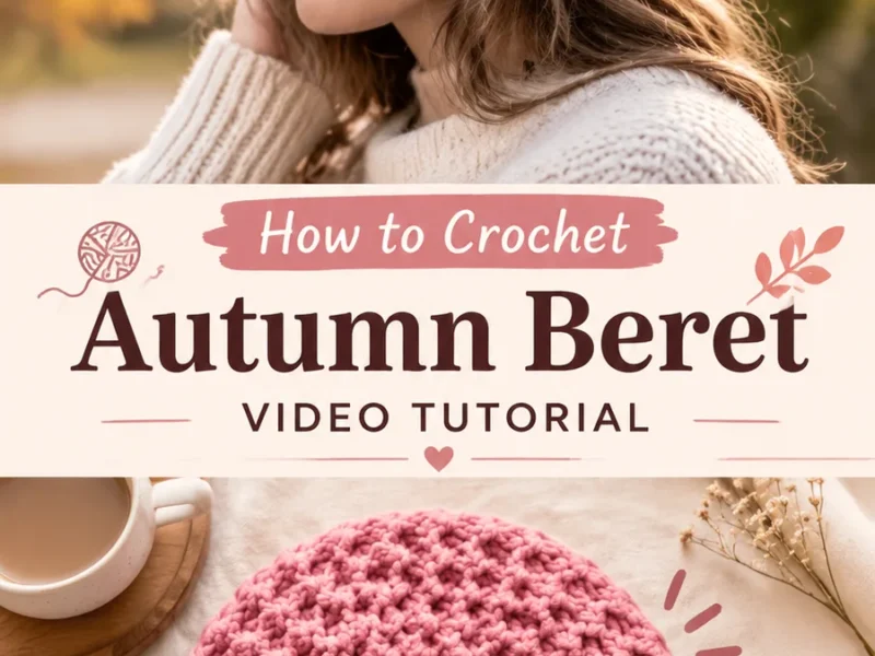 Textured crochet beret pattern for cozy fall hats