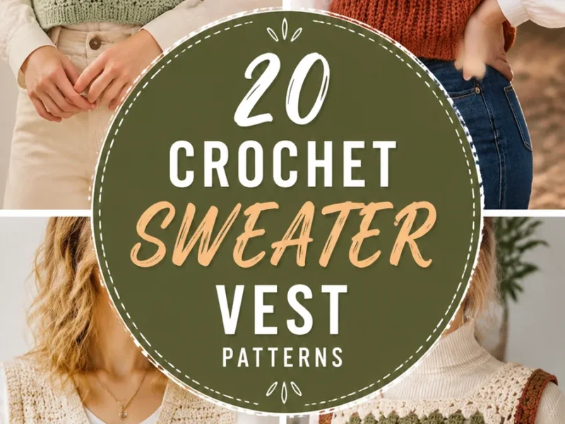 A two-panel crochet sweater vest pattern with textured rows